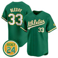 Oakland Athletics #33 JJ Bleday Green HeidiMiller 2024 Limited With Rickey Henderson Patch Stitched Jersey