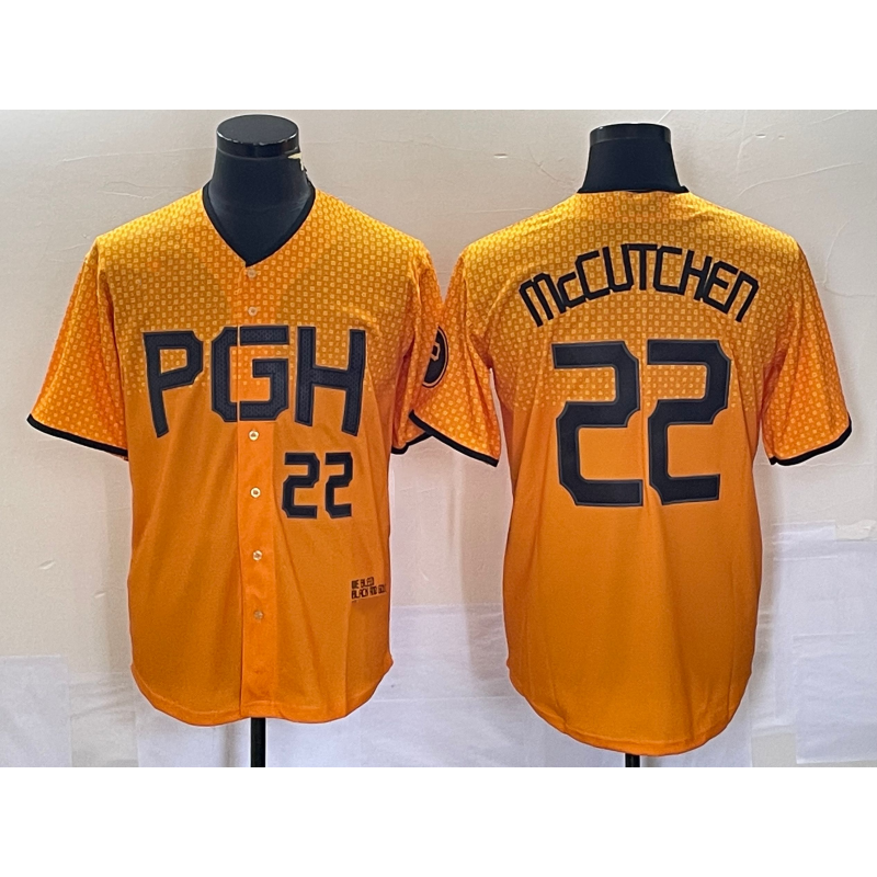 Pittsburgh Pirates #22 Andrew McCutchen Number Gold HeidiMiller 2023 City Connect Stitched Jersey 2