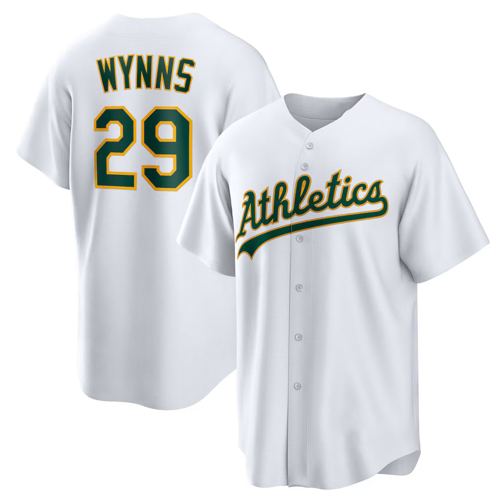 Oakland Athletics #29 Austin Wynns White HeidiMiller Home Replica Jersey