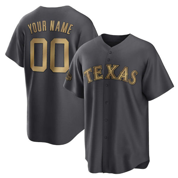 Custom Texas Rangers Active Player Charcoal HeidiMiller 2022 All-Star Cool Base Stitched Jersey
