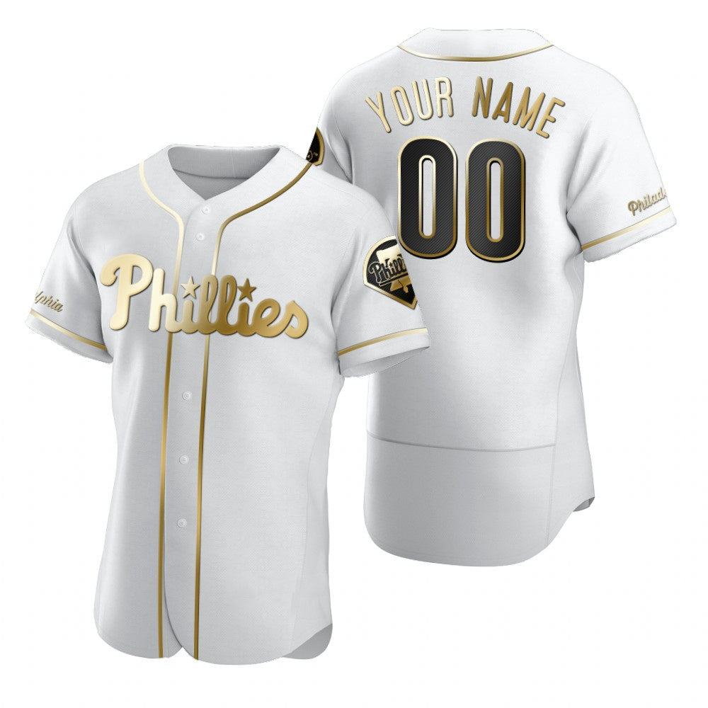 Custom Philadelphia Phillies White HeidiMiller Stitched Flex Base Golden Edition Jersey