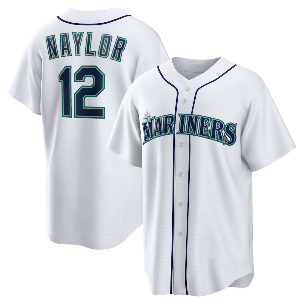 Seattle Mariners #12 Josh Naylor White HeidiMiller Home Replica Jersey