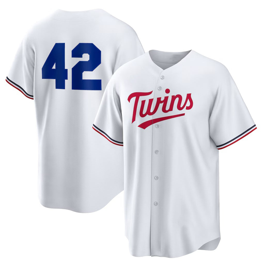Minnesota Twins #42 Jackie Robinson White HeidiMiller Home 2025 Day Replica Jersey