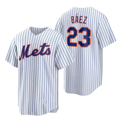New York Mets #23 Javier Baez White HeidiMiller Replica Home Jersey