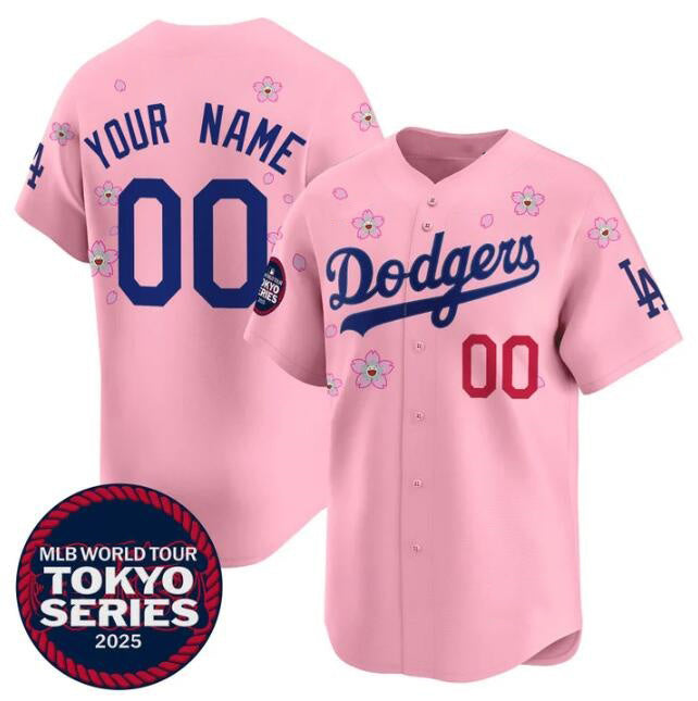 Custom Los Angeles Dodgers Active Player Pink HeidiMiller 2025 Tokyo Series Limited Stitched Jersey