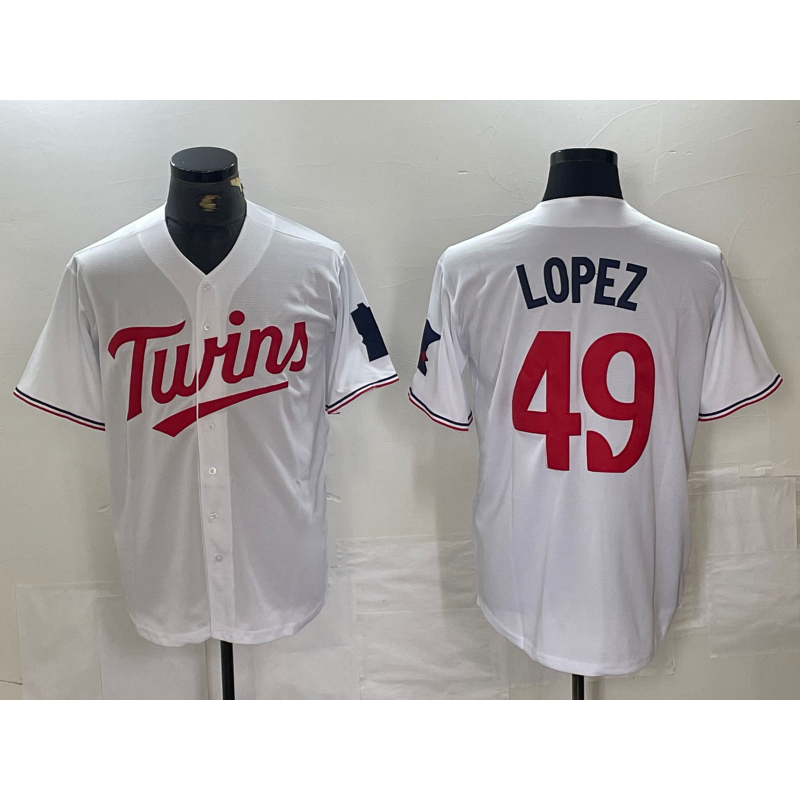 Minnesota Twins #49 Pablo Lopez White HeidiMiller Stitched Cool Base Jersey