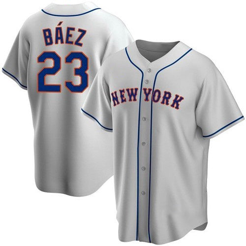 New York Mets #23 Javier Baez Gray HeidiMiller Replica Jersey