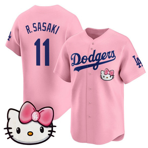Los Angeles Dodgers #11 Roki Sasaki Pink HeidiMiller 2025 Hello Kitty Vapor Limited Stitched Jersey