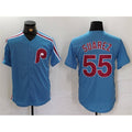 Philadelphia Phillies #55 Ranger Su¨¢rez Blue HeidiMiller Cool Base Stitched Jersey
