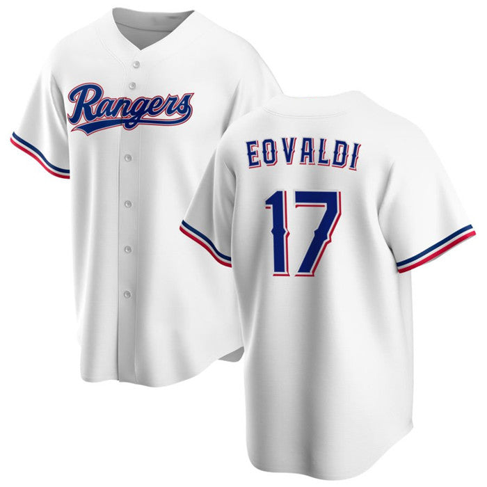 Texas Rangers #17 Nathan Eovaldi White HeidiMiller Cool Base Stitched Jersey