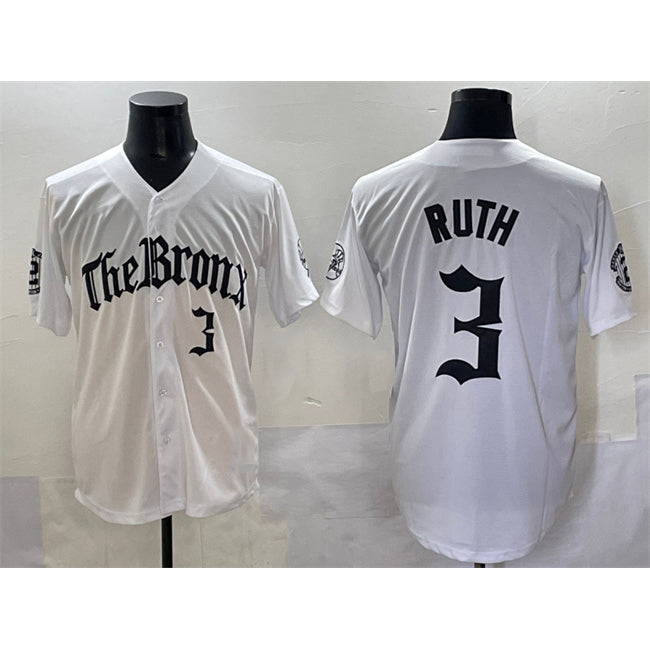 New York Yankees #3 Babe Ruth White HeidiMiller 'Gothic Legacy Edition' Vapor Premier Limited Stitched Jersey