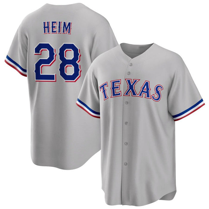 Texas Rangers #28 Jonah Heim Gray HeidiMiller Cool Base Stitched Jersey