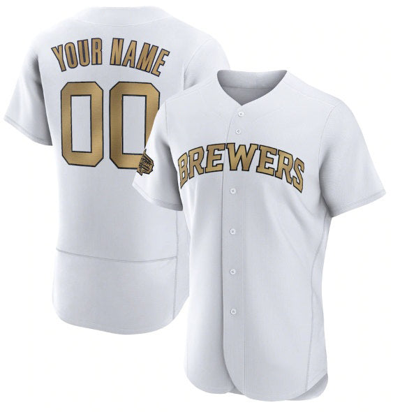 Custom Milwaukee Brewers Active Player White HeidiMiller 2022 All-Star Flex Base Stitched Jersey 2