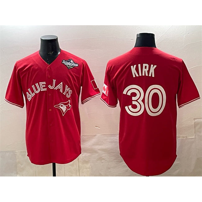 Toronto Blue Jays #30 Alejandro Kirk Red HeidiMiller 2025 World Series Cool Base Stitched Jersey 2