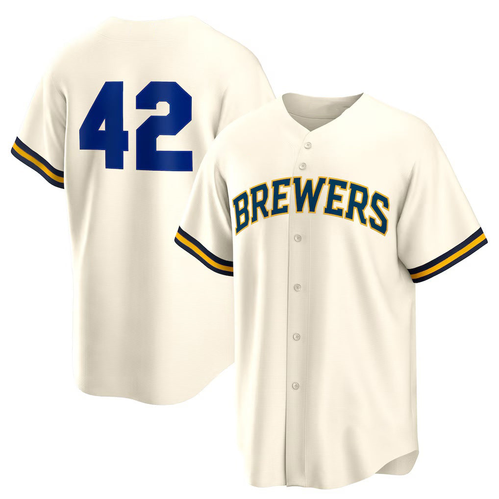 Milwaukee Brewers #42 Jackie Robinson Cream HeidiMiller Home 2025 Day Replica Jersey