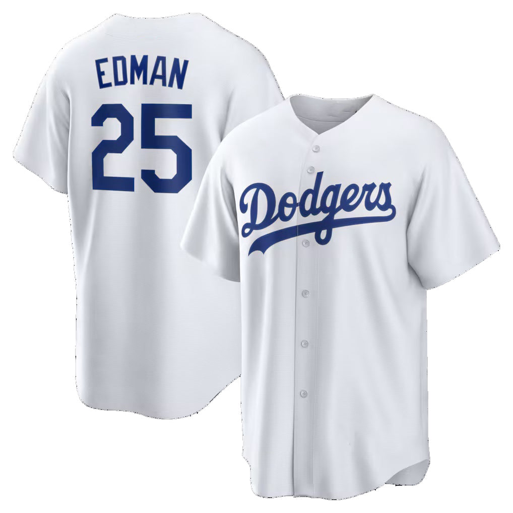 Los Angeles Dodgers #25 Tommy Edman White HeidiMiller Home Replica Jersey