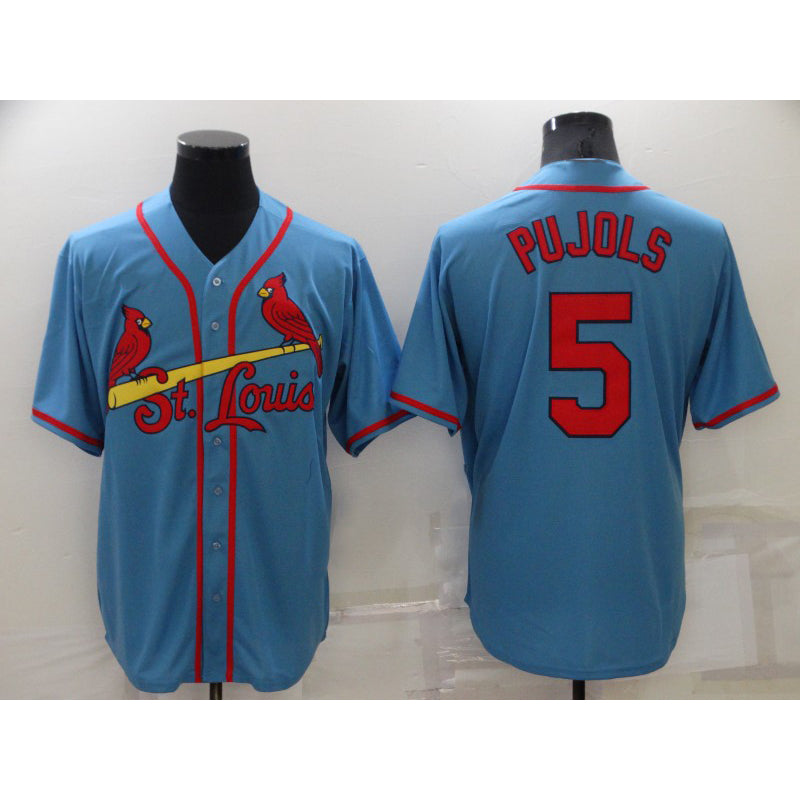 St. Louis Cardinals #5 Albert Pujols Light Blue HeidiMiller Stitched Cool Base Jersey