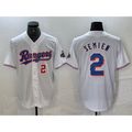 Texas Rangers #2 Marcus Semien Number White HeidiMiller 2023 World Series Champions Cool Base Jerseys