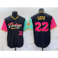 San Diego Padres #22 Juan Soto Number Black HeidiMiller 2022 City Connect Cool Base Stitched Jersey