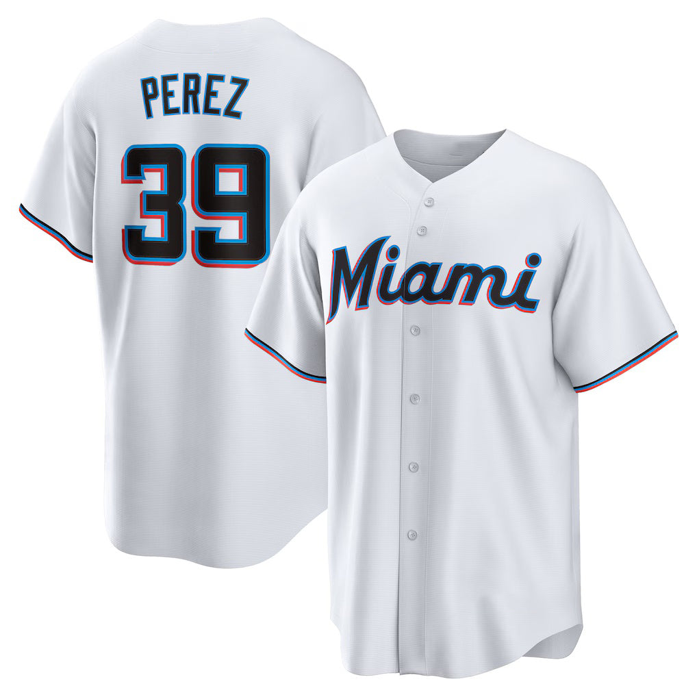Miami Marlins #39 Eury Perez White HeidiMiller Home Replica Jersey