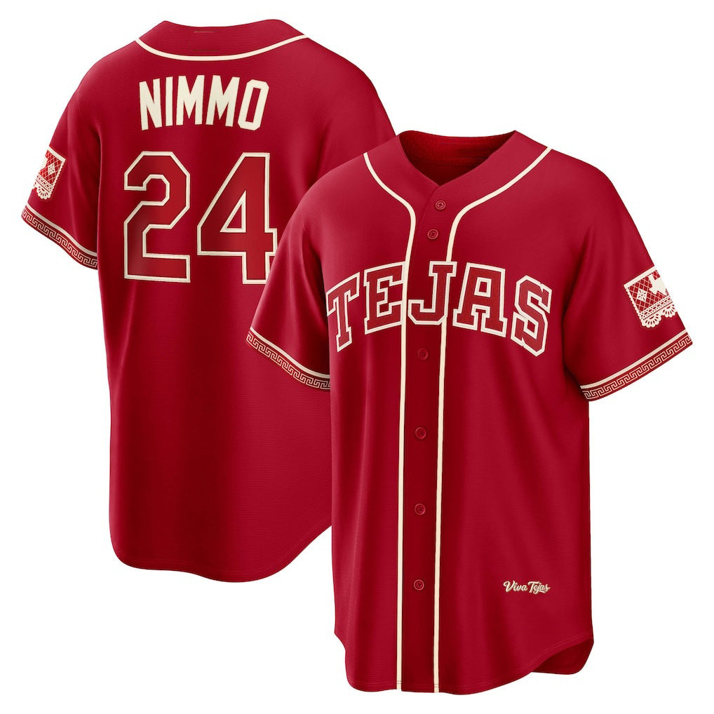 Texas Rangers #24 Brandon Nimmo Red HeidiMiller 2026 City Connect Stadium Jersey