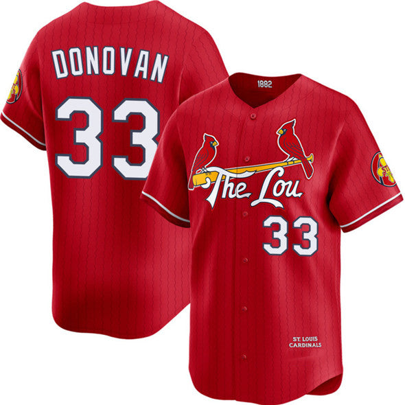 St. Louis Cardinals #33 Brendan Donovan Red HeidiMiller 2024 City Connect Limited Stitched Jersey