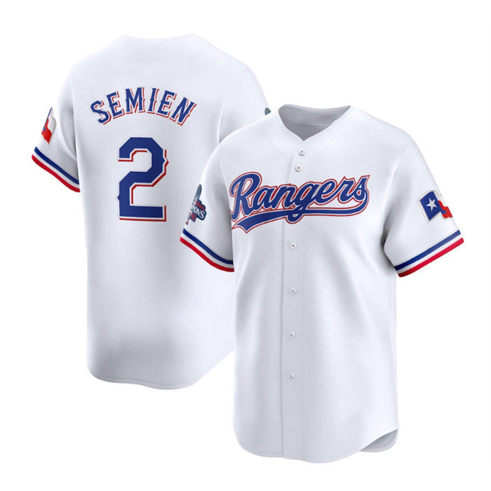 Texas Rangers #2 Marcus Semien White HeidiMiller 2023 World Series Champions Stitched Jersey