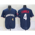 Minnesota Twins #4 Carlos Correa Number 2023 Navy Blue HeidiMiller Cool Base Stitched Jersey
