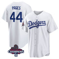 Los Angeles Dodgers #44 Andy Pages White HeidiMiller 2024 World Series Cool Base Stitched Jersey