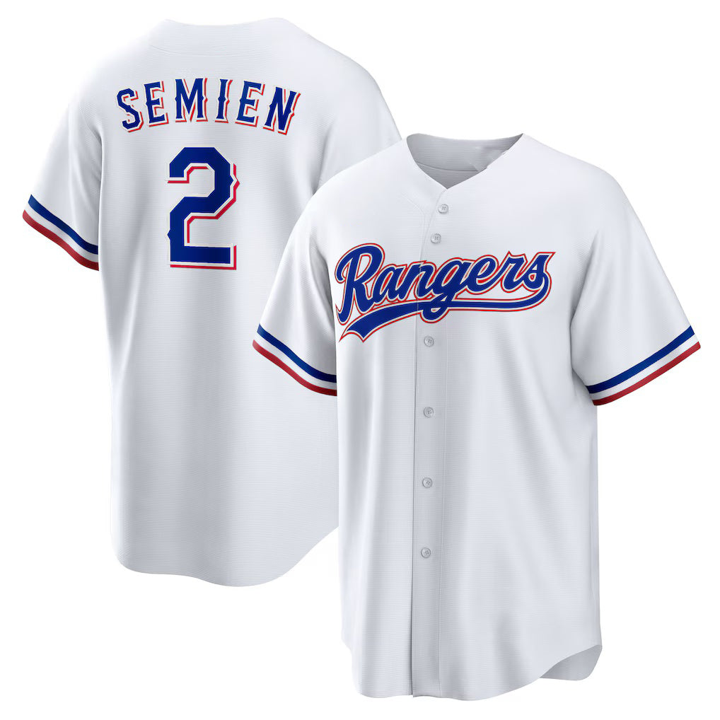 Texas Rangers #2 Marcus Semien White HeidiMiller Home Replica Player Jersey