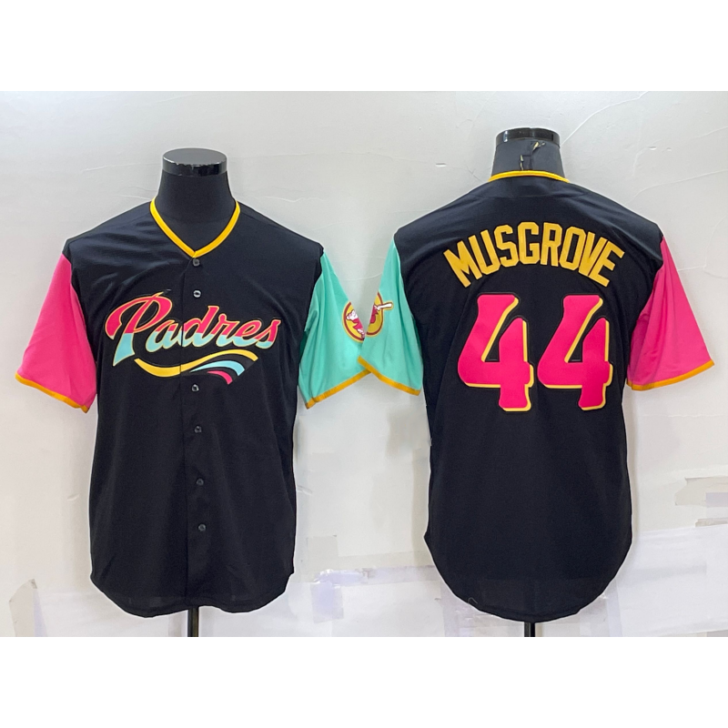 San Diego Padres #44 Joe Musgrove Black HeidiMiller 2022 City Connect Cool Base Stitched Jersey